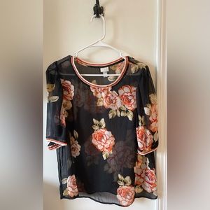 Sheer Blouse with Floral Print